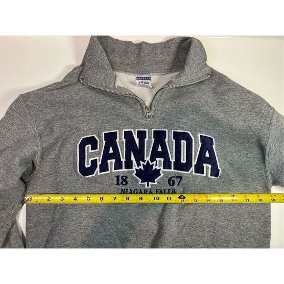 JERZEES Canada Quarter Zip Jacket Stitched Lettering Small Vintage - Picture 6 of 6